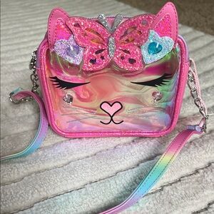 Pink and Multicolor Cat Face Kids Bag